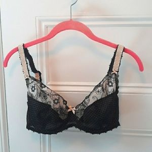 Freya Eva Underwired Plunge Bra Polka Dot Black Nude Sexy Lace